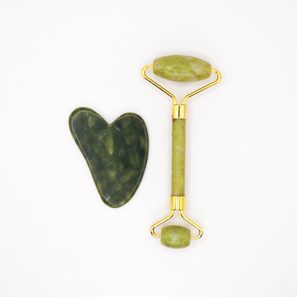 Natural jade scroll and Gua-Sha