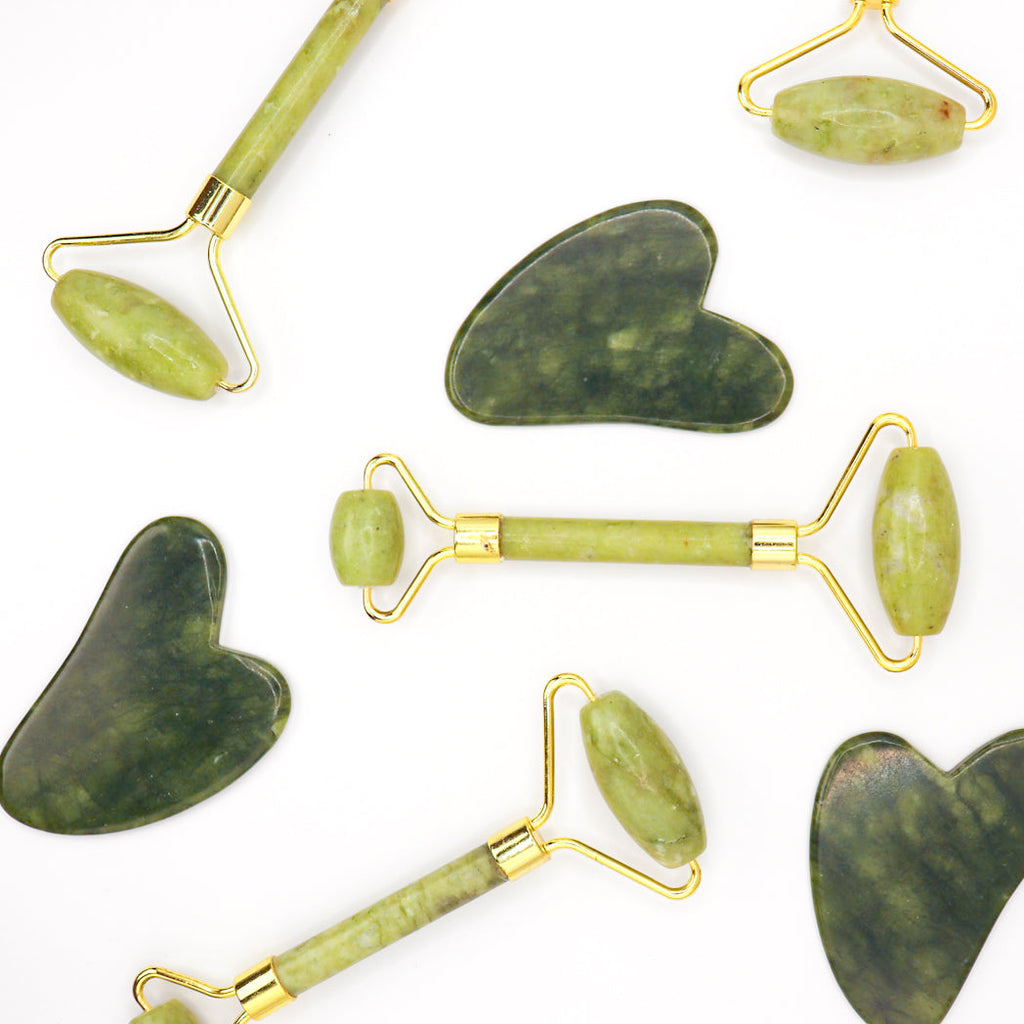 Natural jade scroll and Gua-Sha