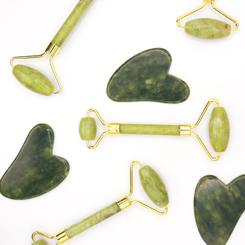 Natural jade scroll and Gua-Sha